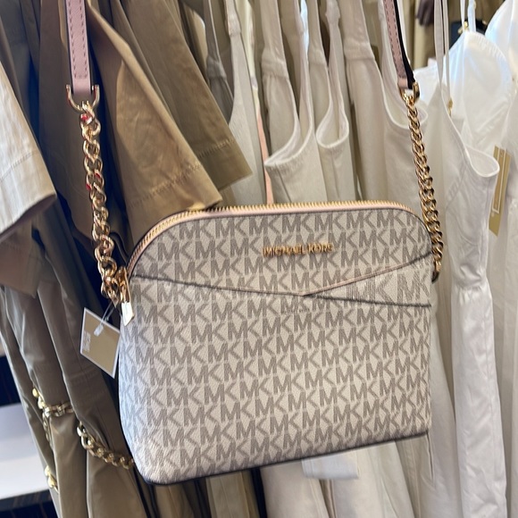 MICHAEL KORS Jet Set Medium Logo Dome Satchel Crossbody 
Powder Blush 
NWT - Picture 2 of 16